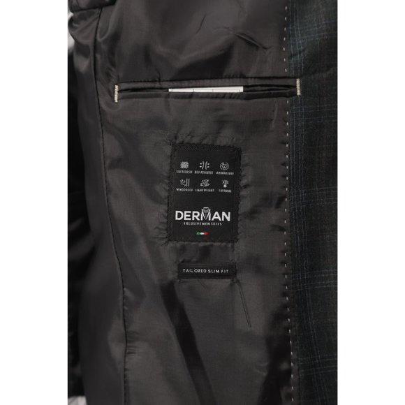 Derman Grey Square Patterned Fabric 3 Piece Suit - Picture 5 of 6